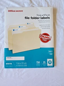Office Depot - 2/3 x 3 7/16 inch File Folder Labels (Avery 8366) - 20 Sheets - Picture 1 of 4