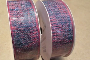 Gwen Studios blue/pink 1in burlap ribbon, 9ft. x 2 rolls New - Picture 1 of 5
