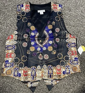 NWT Vintage Para-Silk Pocket Button Vest Mens Medium 80% Silk - Picture 1 of 4