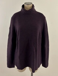 EILEEN FISHER Womens Large Burgundy Merino Wool Long Sleeve Turtleneck Sweater - Picture 1 of 7