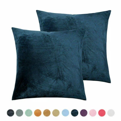 Throw Pillow Covers Set of 2 Sofa Decor Velvet Cushion Cases 7 Sizes 18 Colors - Image 1 of 4