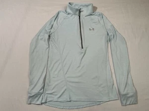 Under Armour Heat Gear 1/2 Zip Sweatshirt Pullover Womens Small S Logo Aqua - Picture 1 of 8