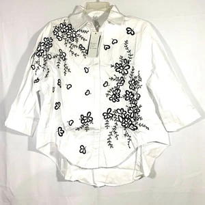NEW YYFS Womens Western White Long Sleeve Button Down Embroidered Hearts Size XL - Picture 1 of 7