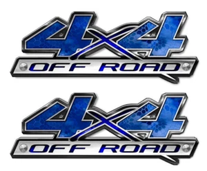 4x4 OFF ROAD Chameleon Camo Blue Decals Bedside Truck Sticker - 2 Pack A53BLO - Picture 1 of 1