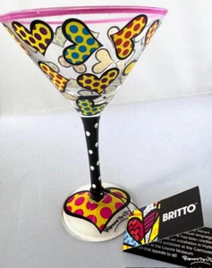 Romero Britto HEART  Martini Glass * NEW * - Picture 1 of 6