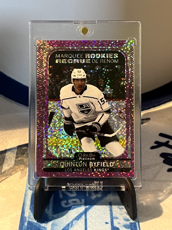 2021-22 OPC Platinum Violet Pixels Quinton Byfield Marquee Rookies RC 28/299 - Image 1 of 2