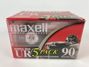Maxell UR 90 Minute Blank Audio Cassette Tapes Normal Bias Pack 5 New Sealed NOS - Picture 1 of 10