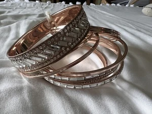 Torrid Faux Copper Rhinestone Multi Bangles Bracelet Size 1/2 NWT - Picture 1 of 6