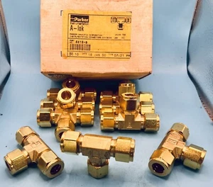 PARKER HANNIFIN 8ET8-B 1/2'' A-LOK BRASS UNION TEE FITTING🔩LOT OF 9🔩SHIPS FREE - Picture 1 of 3