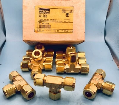PARKER HANNIFIN 8ET8-B 1/2'' A-LOK BRASS UNION TEE FITTING🔩LOT OF 9🔩SHIPS FREE - Image 1 of 3