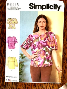 Simplicity Sewing Pattern R11443 Sz 6-14 Blouse Top Tunic EASY Uncut NEW - Foto 1 di 3