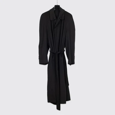 Ermenegildo Zegna Cashmere Dress Coat Size EU54 Men Long Solid Black Belted - Image 1 of 4