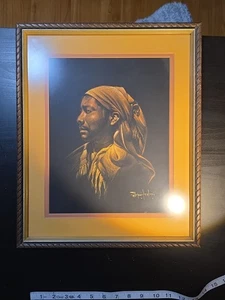 Vtg Esperanza Martinez Pastel on Paper Young Man Drawing Immigrant Art Framed - Picture 1 of 11