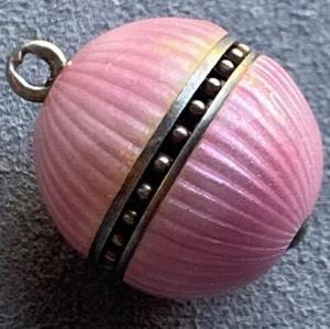 1910 Era LE Sterling Guilloche Enamel Pomander Vinaigrette Pendant - Picture 1 of 9