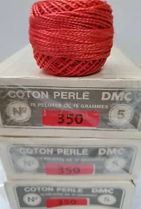 1 Box 10 Balls DMC #5 Crochet Thread Color 350 53 Yards Each Lot of 10 NIB - Picture 1 of 3