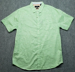 MB Michael Brandon Shirt Mens L Slim Fit Lime Green Short Sleeve Button Up New - Picture 1 of 10