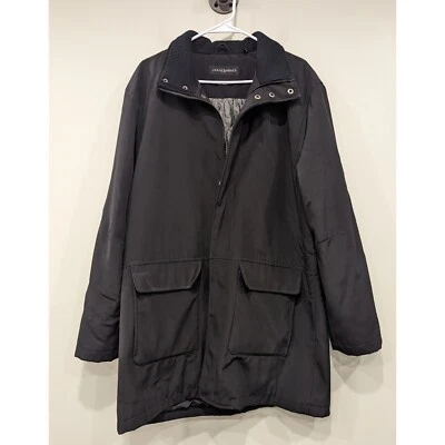 Jhane Barnes Black Long Full Zip Coat Front Pockets Size 40 - Image 1 of 4