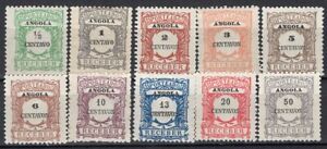 ANGOLA PORTUGAL 1921 POSTAGE DUE STAMP Sc. # J 21/30 MNH/MH 10 AND 13 cts MH