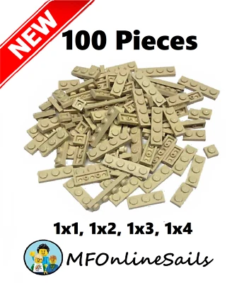 **NEW** 100x Genuine LEGO Tan - SHORT PLATES - 1x1 1x2 1x3 1x4 Bulk Mix - Image 1 of 4
