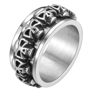 Men's Gothic Biker Skull Spinner Fidget Ring Stainless Steel Cocktail Band #7-12 - Picture 1 of 8