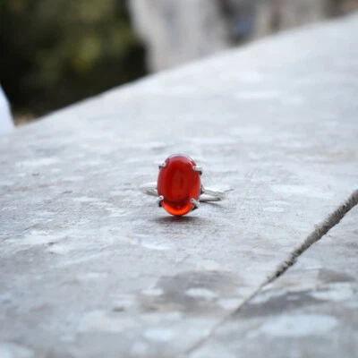 Increíble Rojo Onix Piedra Preciosa 925 Plata de Ley Handmade Anillo Todo Talla - Imagen 1 de 3