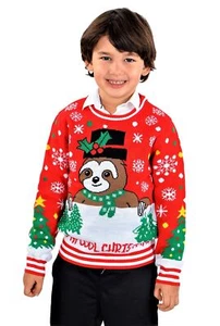 SOCAL LOOK Kids Ugly Christmas Sweater - Funny Holiday Pullover for Boys & Girls - Picture 1 of 10