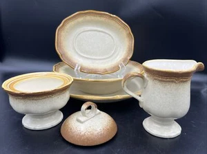 Mikasa Whole Wheat Platter 12.5” Veg Bowl  9" Relish Plate 8”Creamer Sugar 6Pcs - Picture 1 of 18