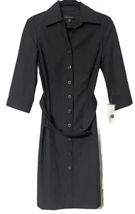 NWT TWINHILL Morgan Black Button Up Belted Short Sleeve Career Dress Size XS - Picture 1 of 9