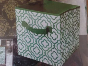 4-Fabric Drawers for Cube Style Storage Organizer-Green & White, 10.5"x11"x10.5" - Picture 1 of 4