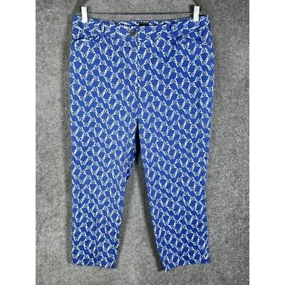 Talbots The Perfect Crop Curvy Pants Womens Sz 14 Blue Butterfly Stretch Pockets - Image 1 of 4