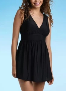 Sonnet Shores Damen Badeanzug Kleid griechischer Stil 8 schwarz Einzelhandel $ 89 neu mit Etikett/NEU - Bild 1 von 4
