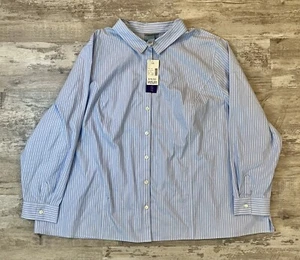 Catherines Non Iron Shirt 3X Multi Striped Button Front Long Sleeve NWT - Picture 1 of 4