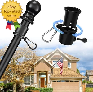 House Flag Pole Kit - 5Ft Tangle Free Heavy Duty Flag Pole for outside House - Picture 1 of 7