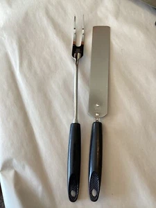 EKCO Chrom Fleischgabel 12,5" & Edelstahl Glasur Spatel - Schwarz Kunststoff USA - Bild 1 von 17