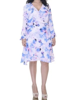 Vestido de fiesta Robert Rodriguez de gasa envolvente sintética rosa claro floral fluido para mujer M Foto 1 de 4