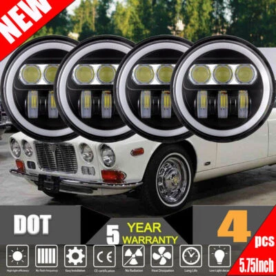 4x 5.75" Proyector LED Faro Alto/Bajo DRL Anillo Lámpara para Jaguar XJ6 1972-1989 Foto 1 de 4