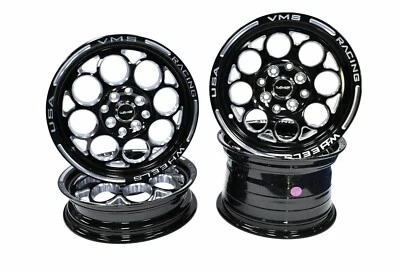 VMS Racing Front & Rear Black Modulo Drag Pack 15x3.5 & 15x8 4x108 For Fox Body - Image 1 of 2