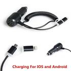 Car Charger 2in1 Charging Cable For iPhone 6 6S 7 7Plus 8 &Samsung Android2 USB 