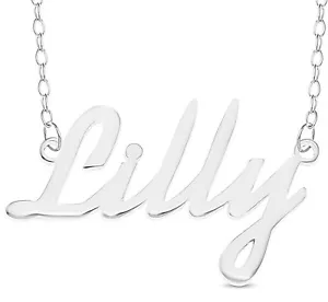 Lilly Name Plate Necklace Pendent Sterling Silver female Personalized Custom - Picture 1 of 4