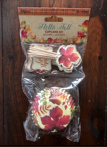 JUEGO DE 24 CUBIERTOS DE CUPCAKE HOLIDAY OTOÑO DE ACCIÓN DE GRACIAS REVESTIMIENTO SUMINISTROS PARA FIESTA - Imagen 1 de 2