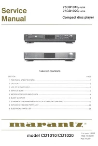 Manual de servicio para Marantz 75 CD 1010,75 CD 1020  - Imagen 1 de 1