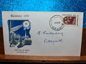 First Day Cover 📮1969 (5c ) Pittsworth QLD📮 Christmas 1969 - Picture 1 of 2