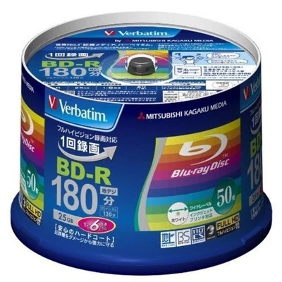 New 50 Verbatim Printable Blu-ray 25GB 6x blank BD-R Blank Disc Media 25GB Japan - Image 1 of 2