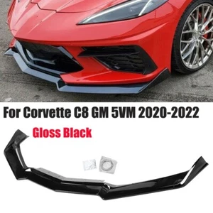 Parachoques delantero negro brillante para Corvette C8 GM 2020-2022 5VM estilo alerón labial EE. UU. - Imagen 1 de 8