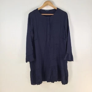 French Connection dress womens 12 shift navy blue long sleeve round neck 109235 - Picture 1 of 8