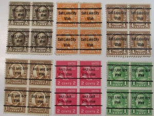 Precancel (6) DIFF "BUREAU PRECANCEL Sc#Un/Ckd BLOCKS of 4 all SALT LAKE CITY," - Picture 1 of 1