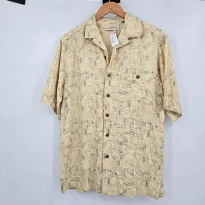Caribbean Mens Size S Rayon Short Sleeve Button Up Shirt Tropical Print Aloha - Image 1 of 4