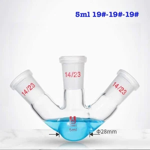 3 Necks Round Bottom Evaporating Flask 5ml 14#-14#-14# Boiling Flasks - Picture 1 of 1