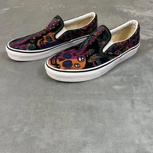 Vans Para Hombres Talla 10 Negro Multicolor Clásico Sin Cordones Trippy Goteo Calavera Champiñón - Imagen 1 de 8
