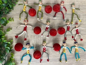 (12) Vintage Christmas Plastic Face Pixie Santa Elf Elves Pipe Cleaner Body Lot - Picture 1 of 16
